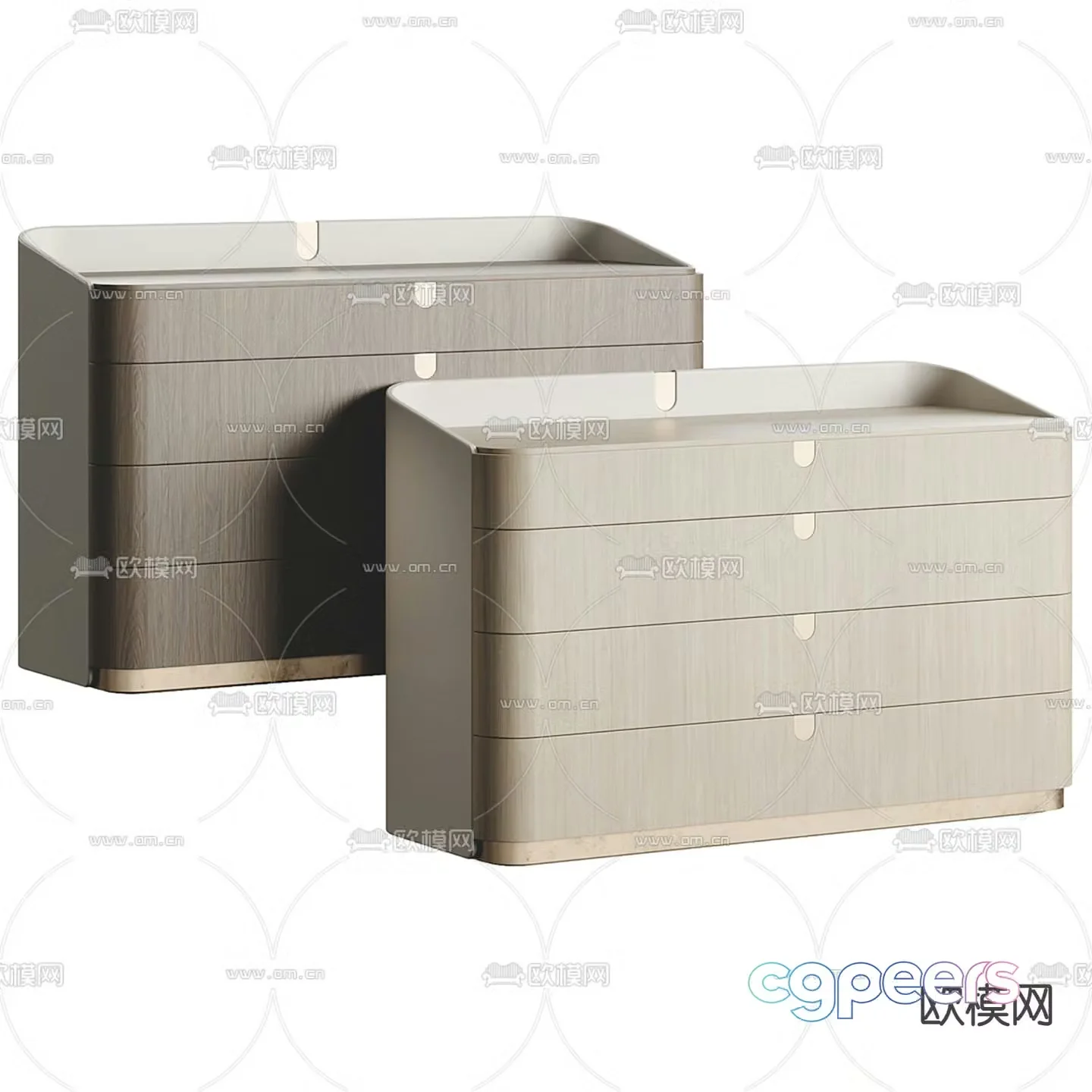 Capital Collection simple European solid wood bedside table 3d model