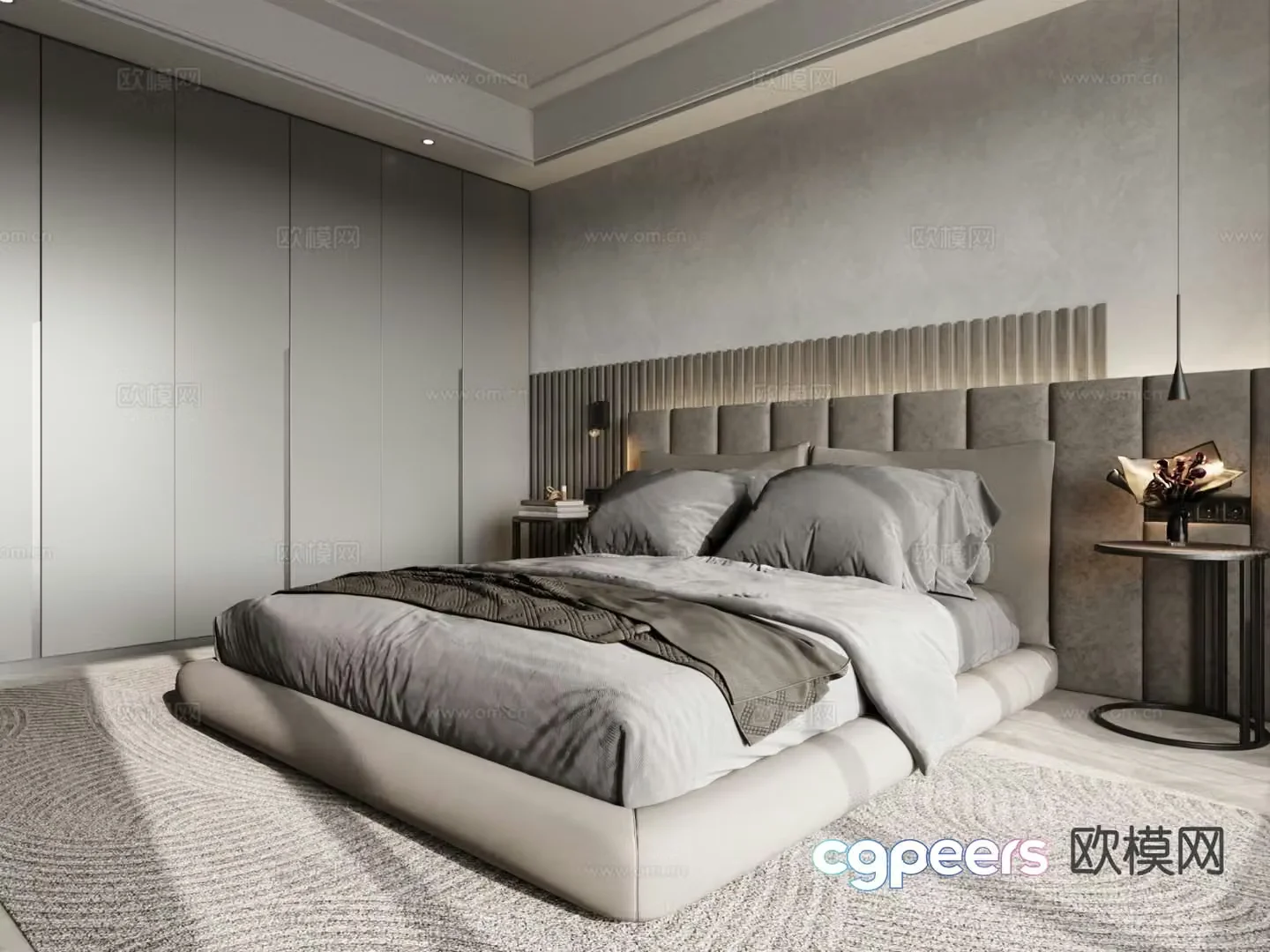 Modern double bed 3d model