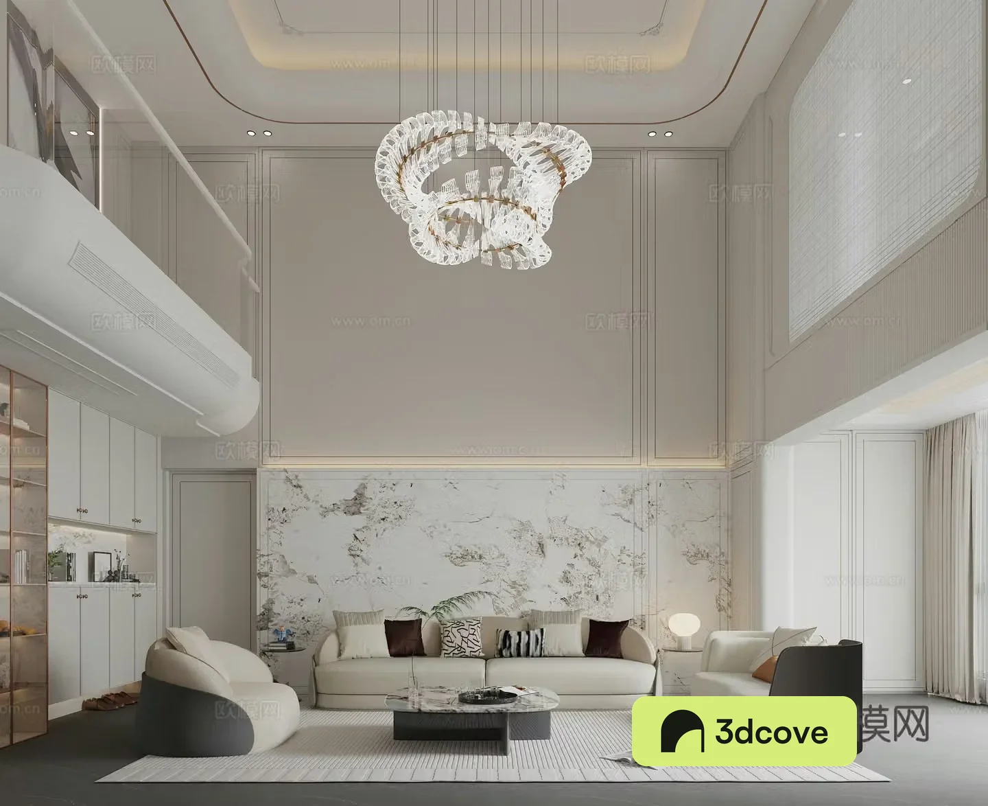 Modern light luxury empty living room