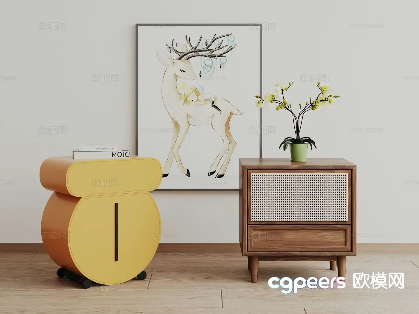 Modern bedside table 3d model