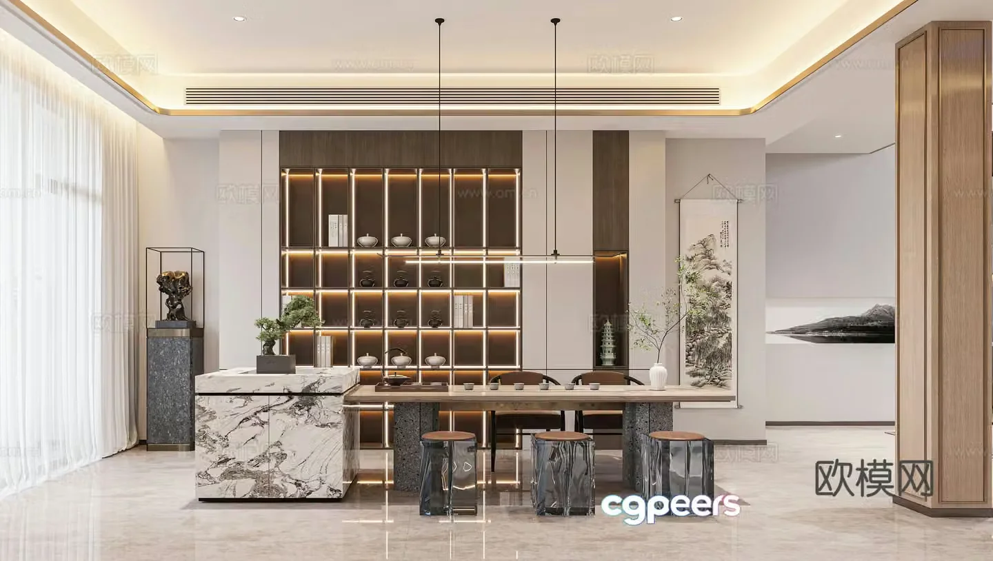 New Chinese tea room 3D model