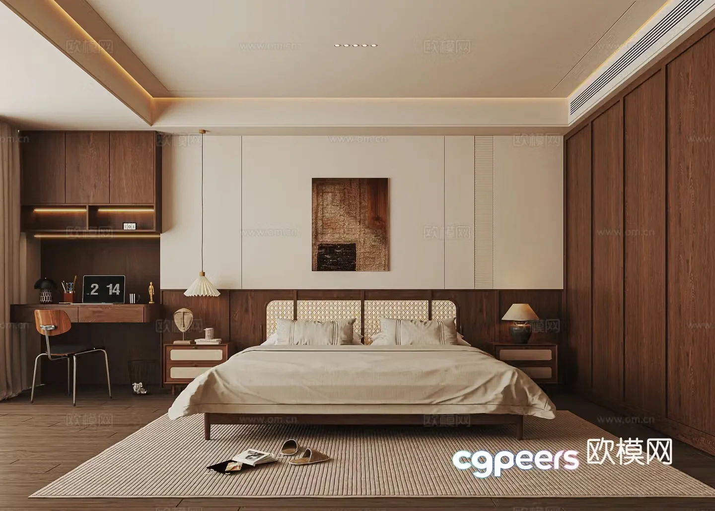 Wabi-sabi style bedroom master bedroom 3d model