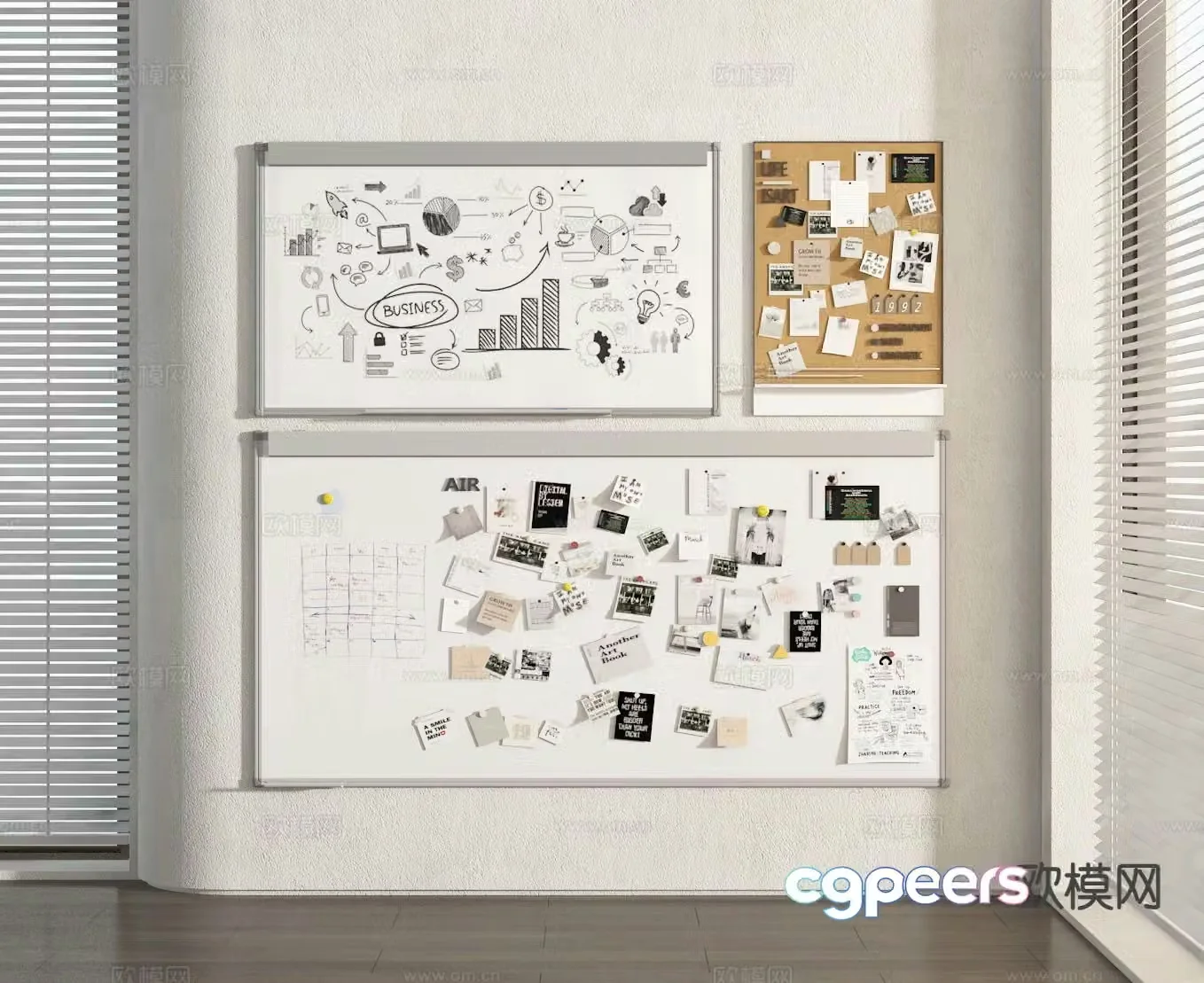 Note wall whiteboard photo wall 3d model