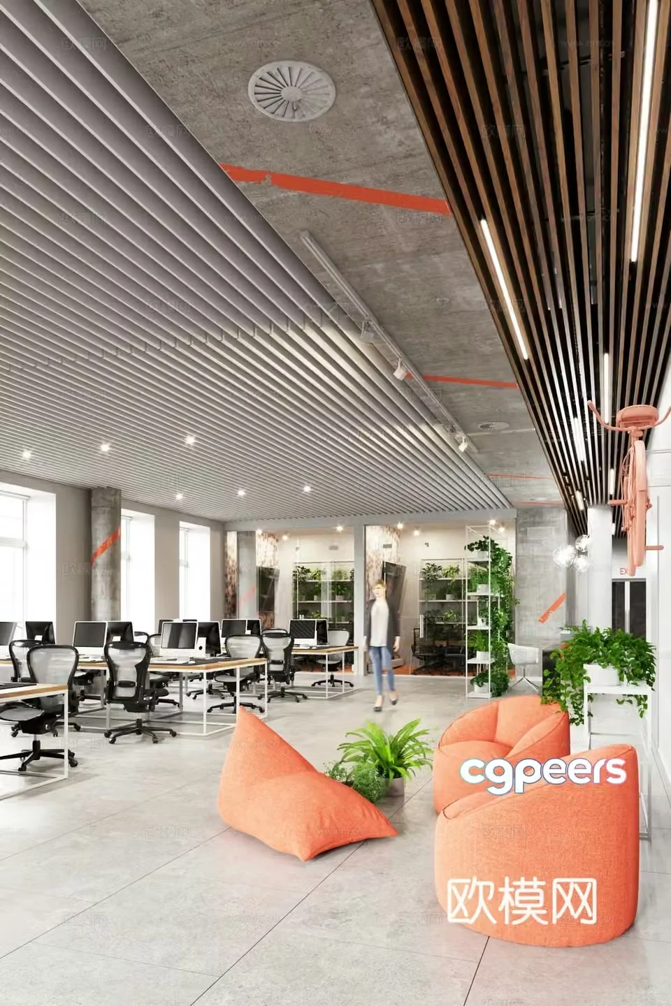 3D model of office area