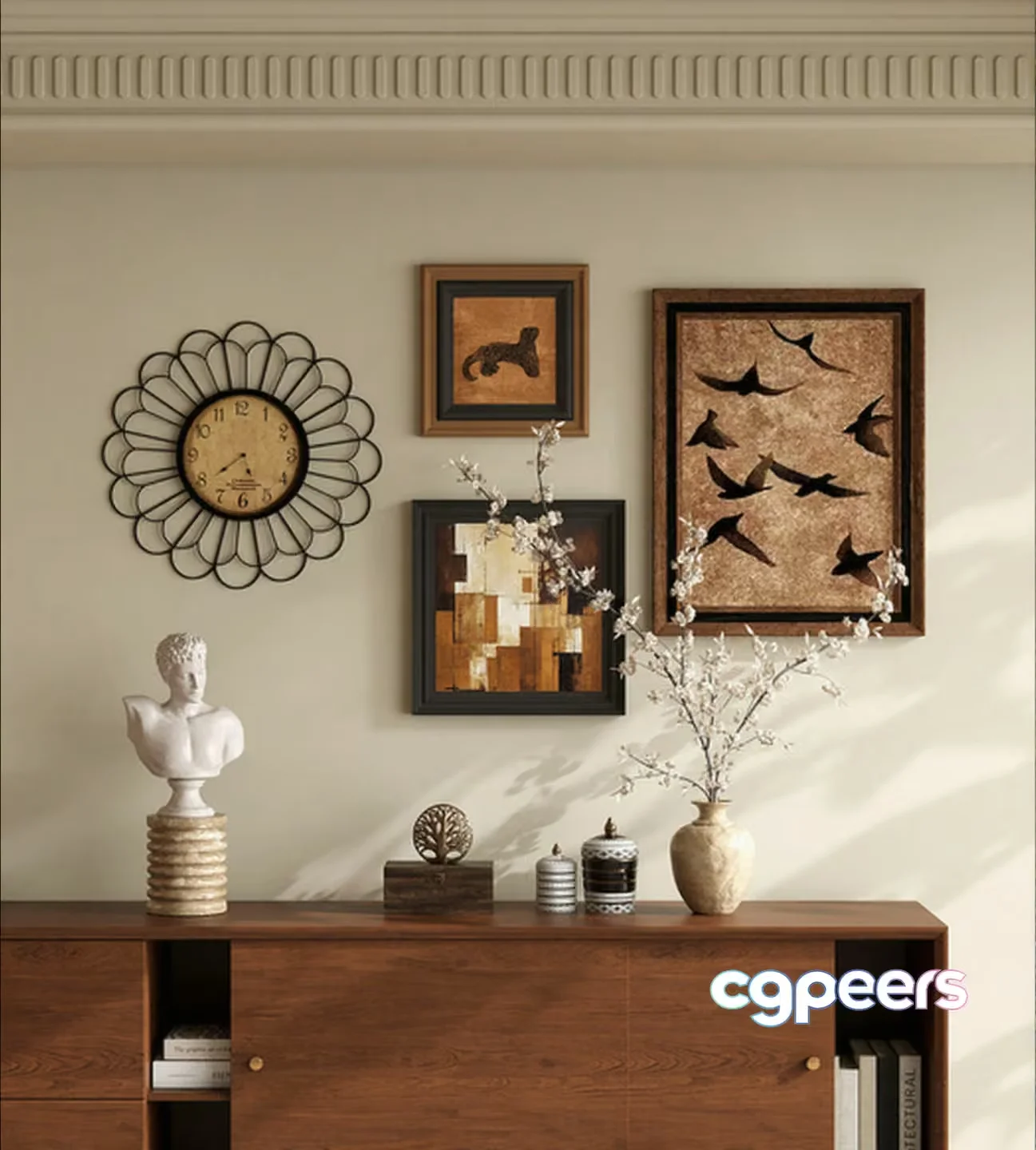 Mid-Century Modern Sideboard 3D Model – 20378 – VRAY Render