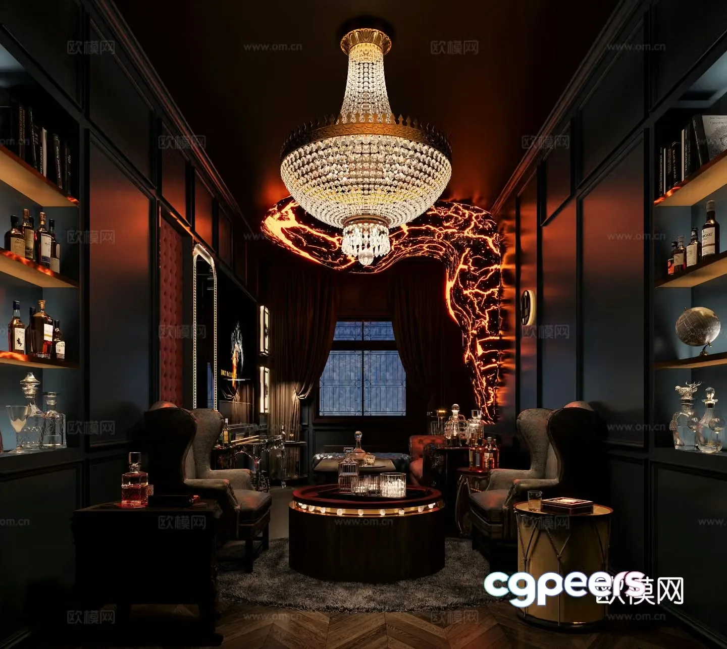 American tasting room lounge basement 3d model