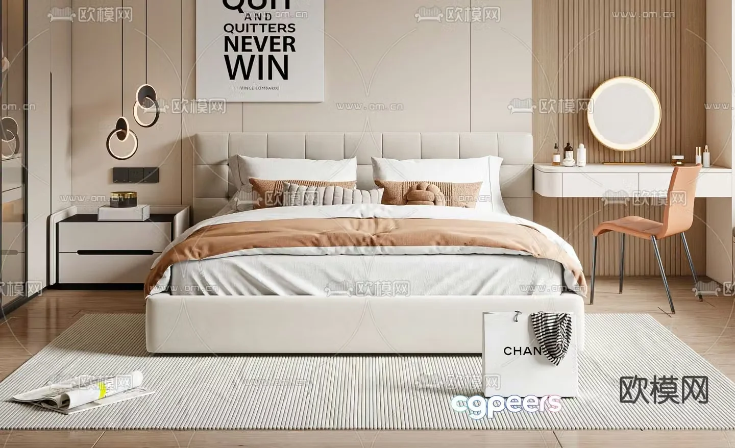 Modern double bed 3d model