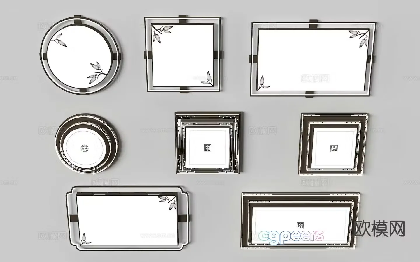 New Chinese style ceiling lamp living room ceiling lamp square ceiling lamp 3d model
