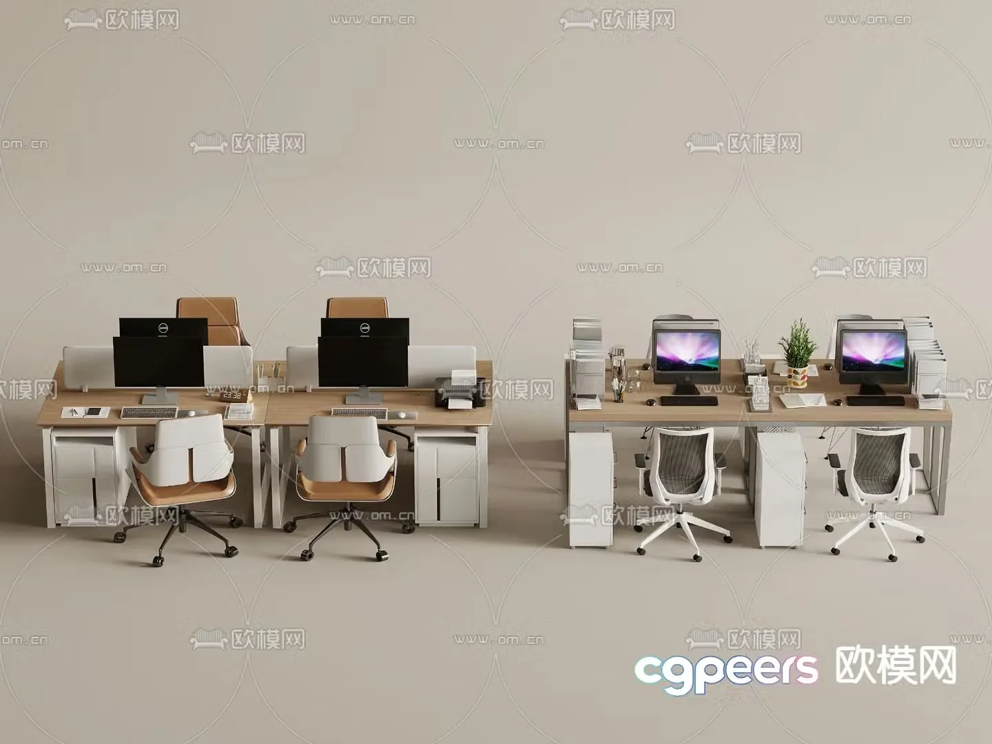 Office desk and chair position card space 3d model