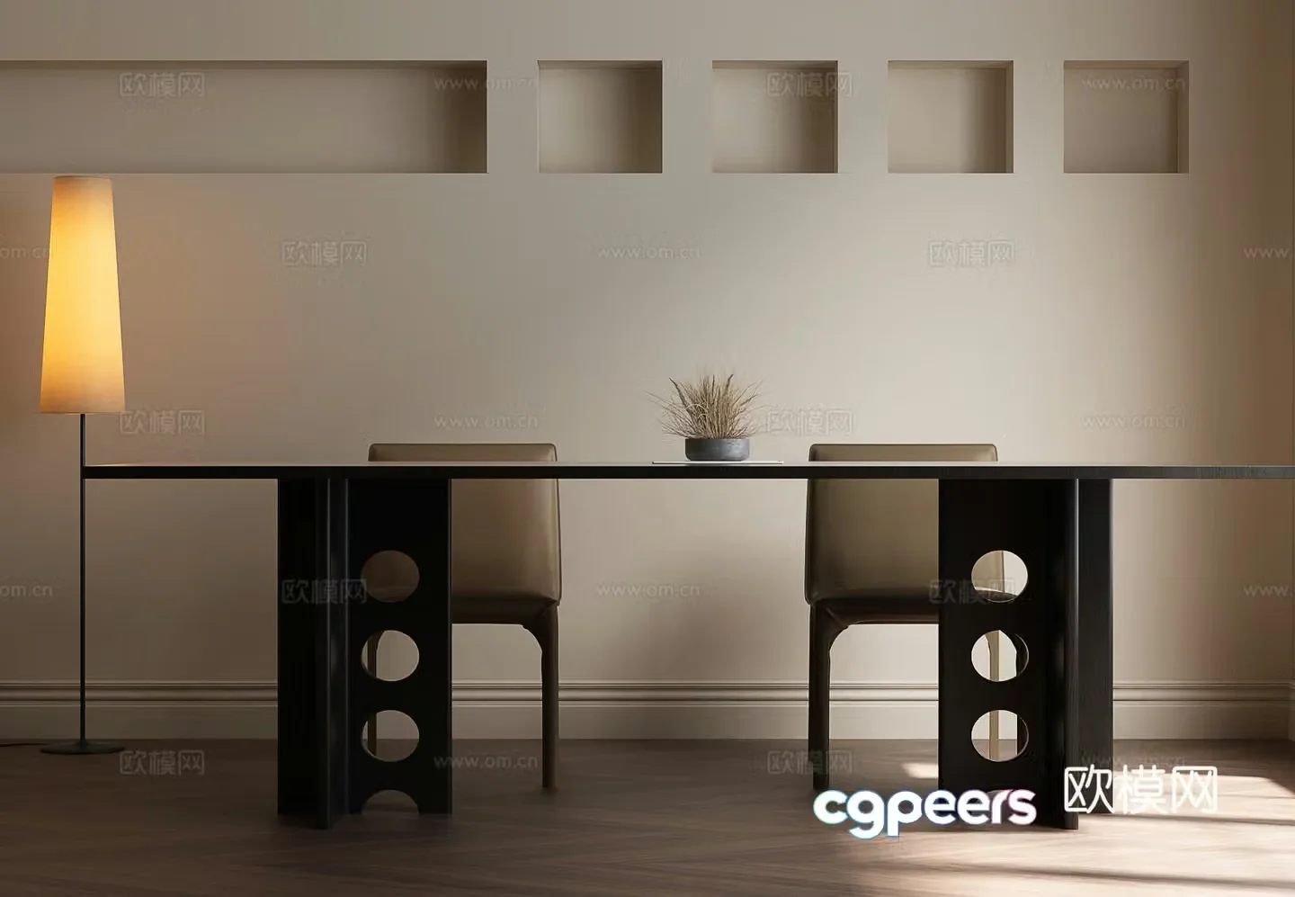 Modern dining table and chairs Modern Italian dining table and chair Italian minimalist dining table and chair Italian minimalist dining table and chair 3D model