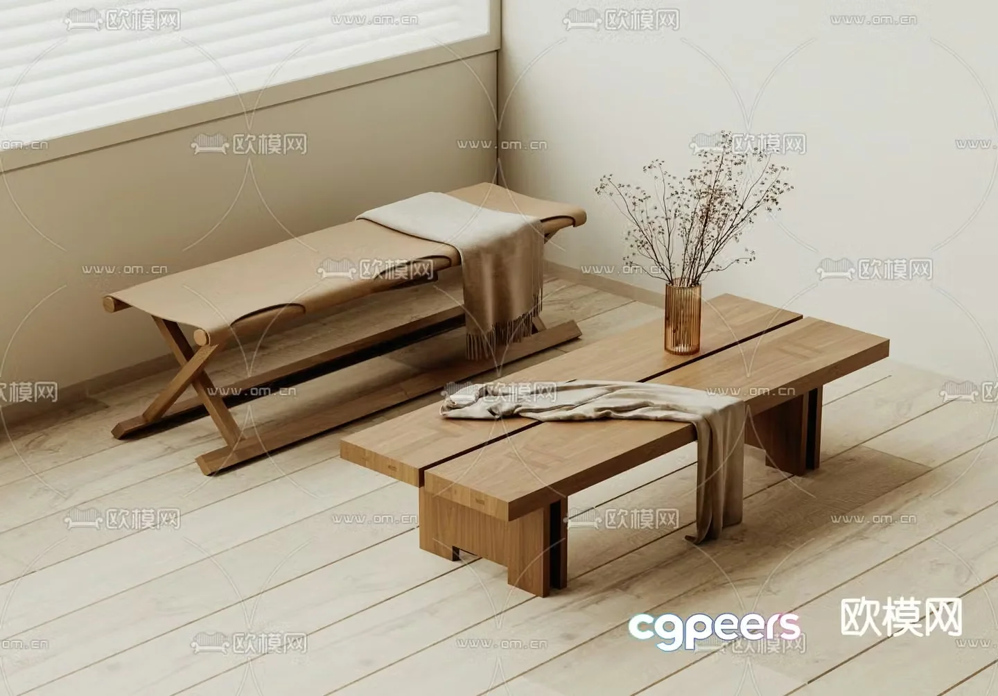 wabi-sabi stool bench bench 3d model