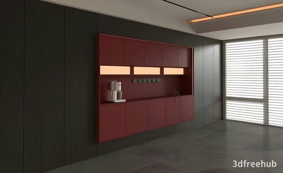 Modern Kitchen Space 3D Model – 23520 – VRAY Render