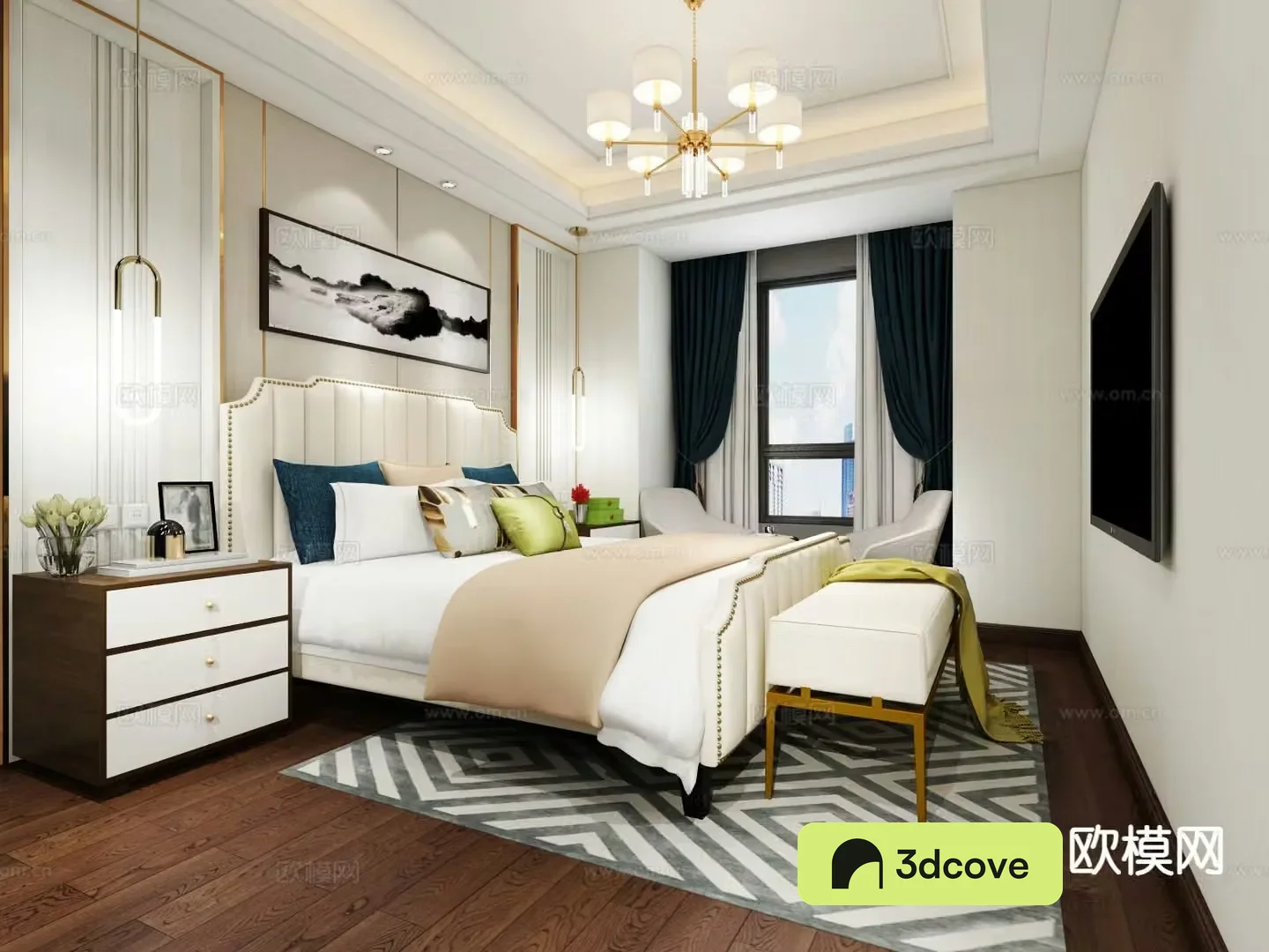 Simple European bedroom master bedroom