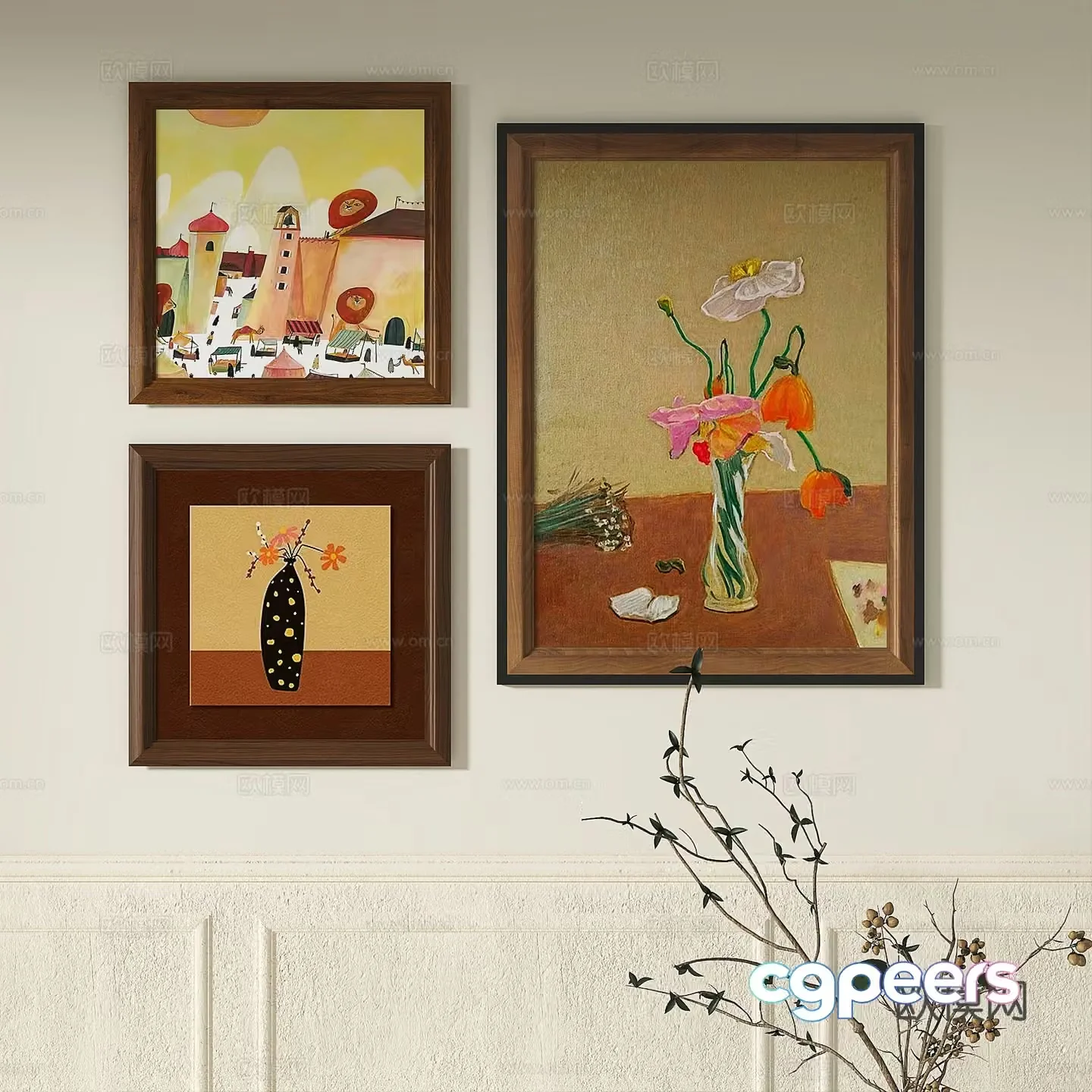 French retro abstract decorative painting 3d model