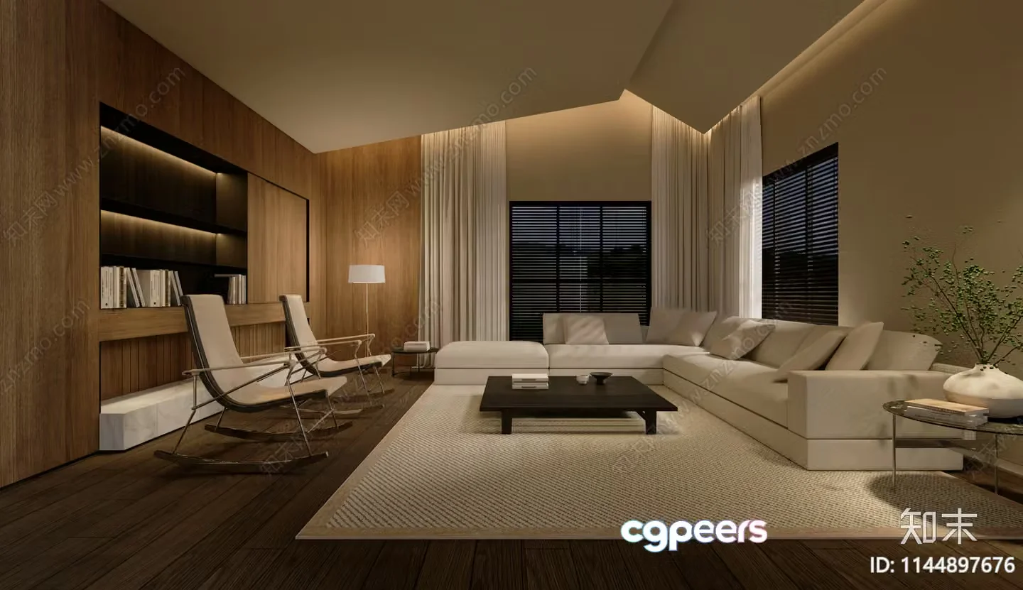 Modern Living Room 3D Model – 4111 – VRAY Render