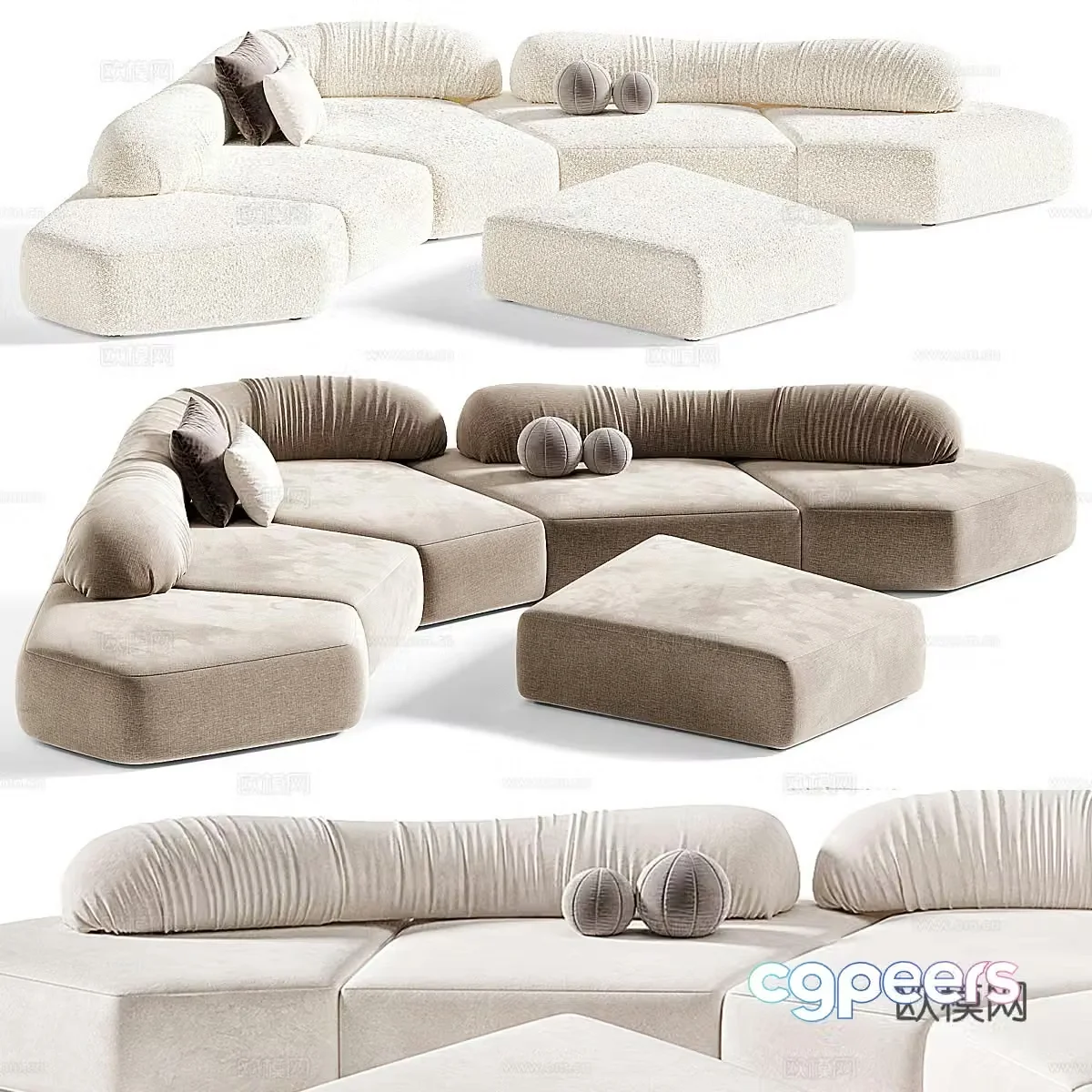 Edra special shaped sofa curved sofa 3d model