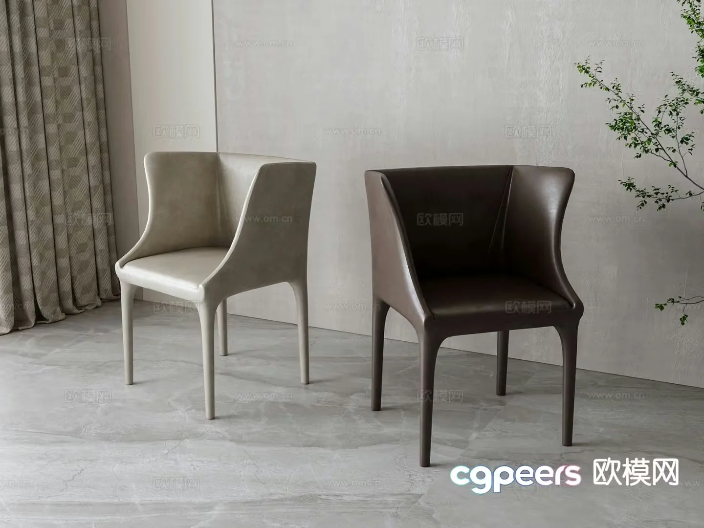 Modern dining chair single chair 3d model
