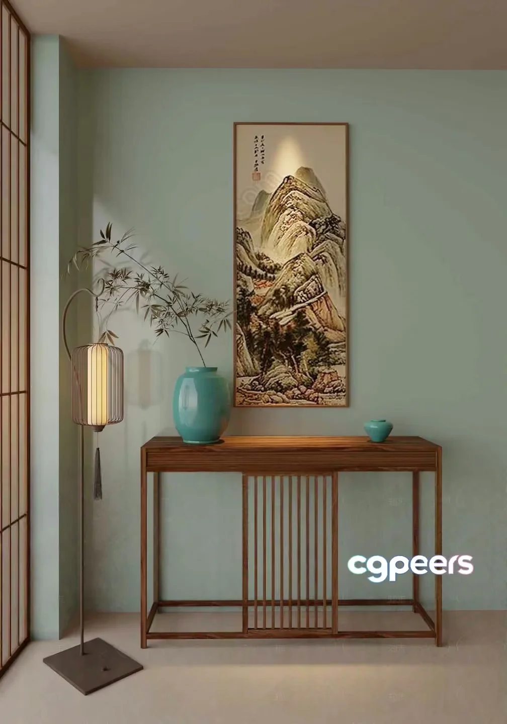 A Japanese-Style Console Table 3D Model – 15038 – CORONA Render