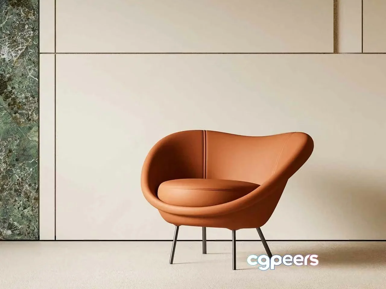 A Modern Tan Leather Chair 3D Model – 951 – CORONA Render