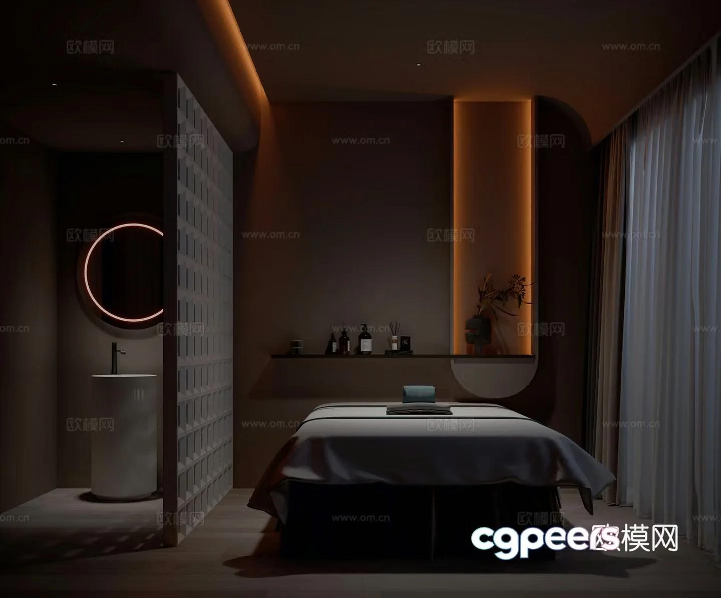 Modern beauty salon SPA massage massage massage bed floor lamp foot bath 3d model