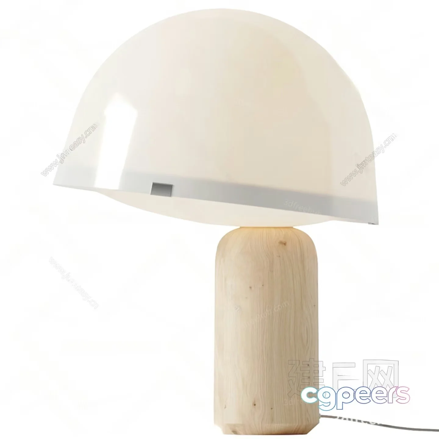A Wooden Lamp With A Dome-Shaped Shade 3D Model – 19971 – VRAY Render