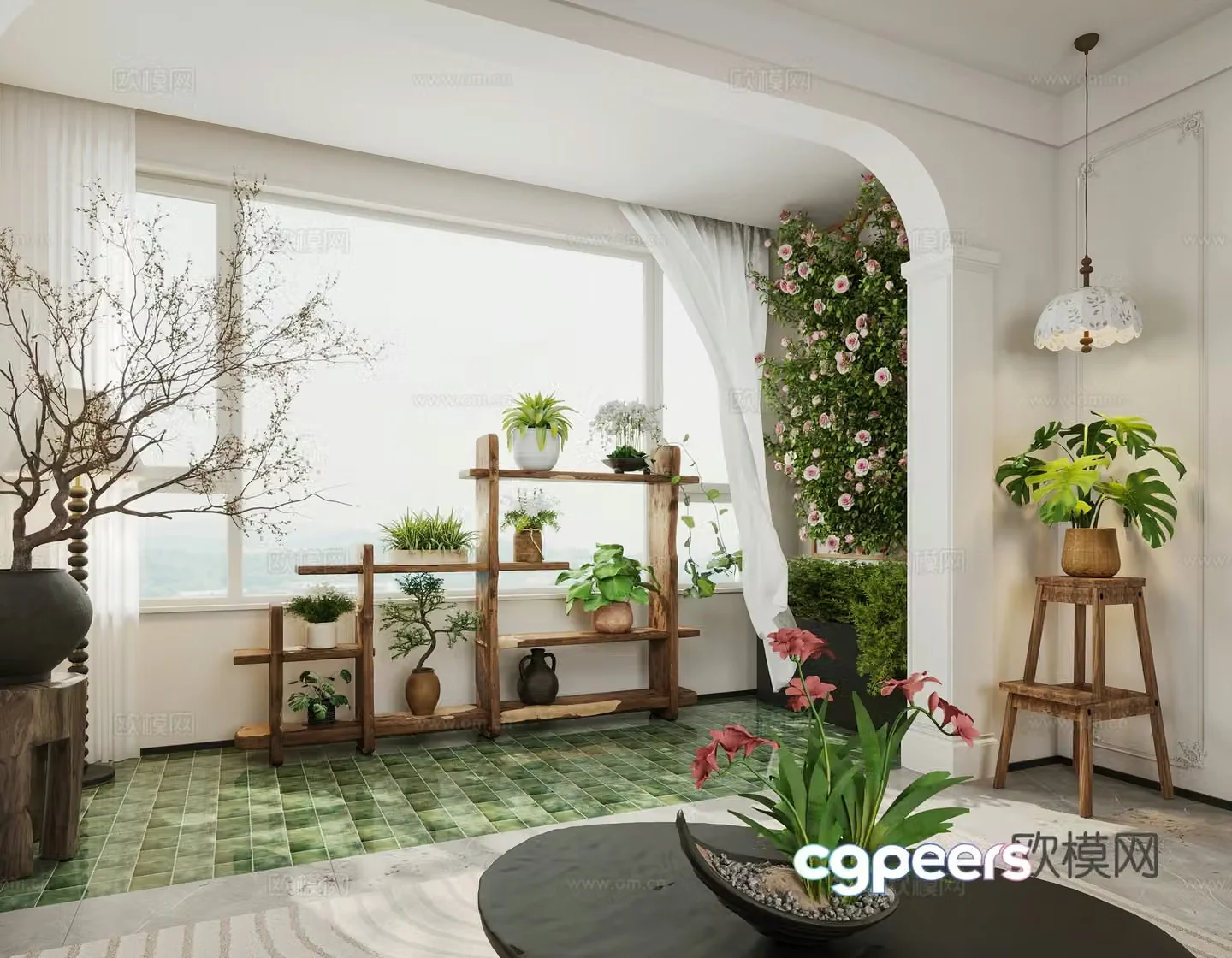 French balcony pot plant 3D model