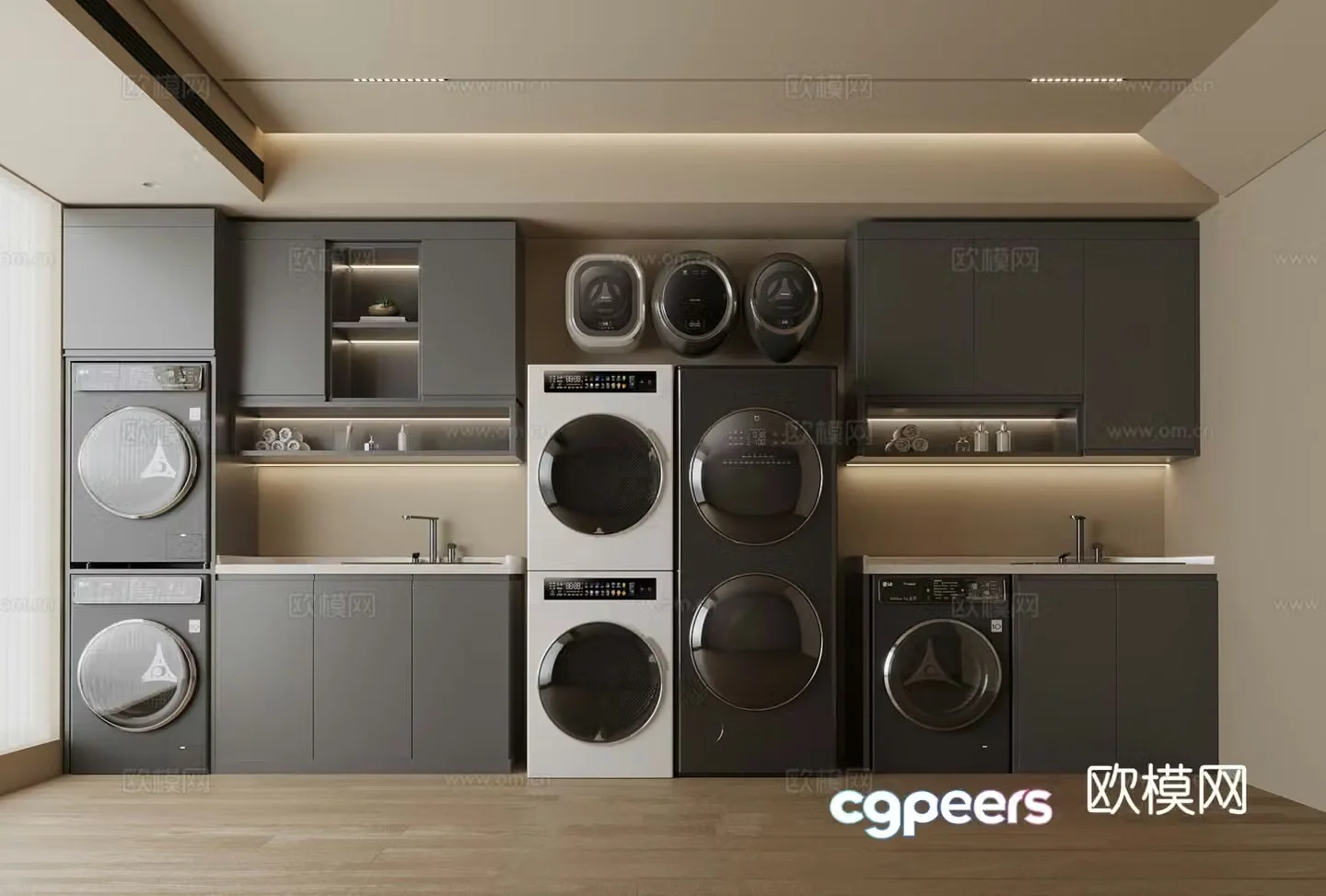 Modern washing machine cabinet balcony cabinet 3d model