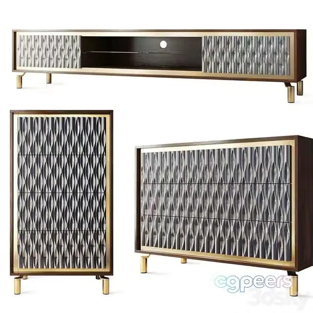 3ds Max Free – Chest of drawers and TV stand GOLD. Tvstand, dresser by Nills