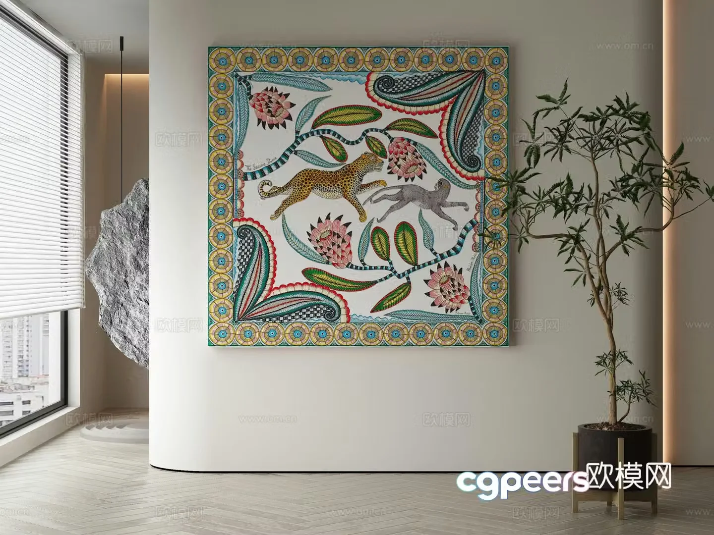 Modern Wasabi abstract hanging painting 3d model