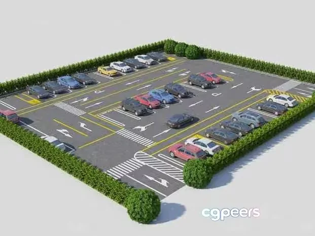 3D Parking Lot 3D Model – 12170 – VRAY Render