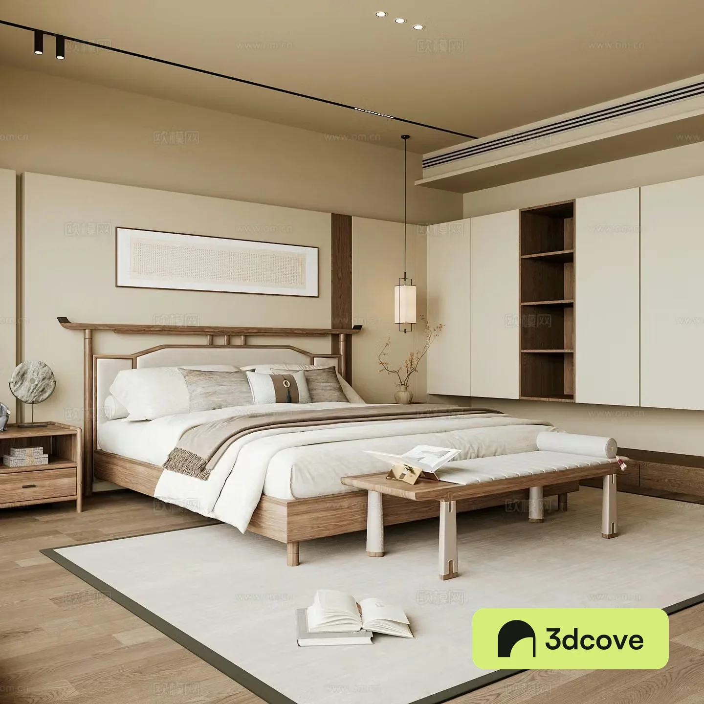 New Chinese style home bedroom Song family aesthetic bedroom Song style bedroom New Chinese style double bed New Chinese