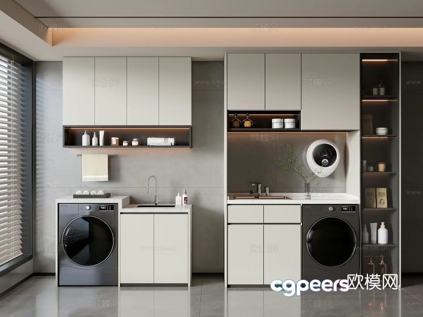 Modern washing machine cabinet balcony cabinet 3d model