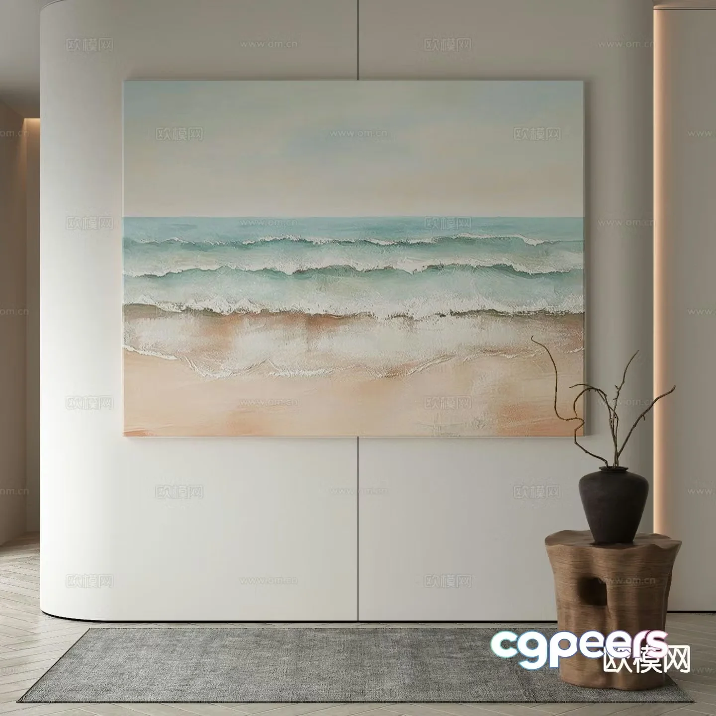 Modern decorative painting ocean wave oil painting 3d model