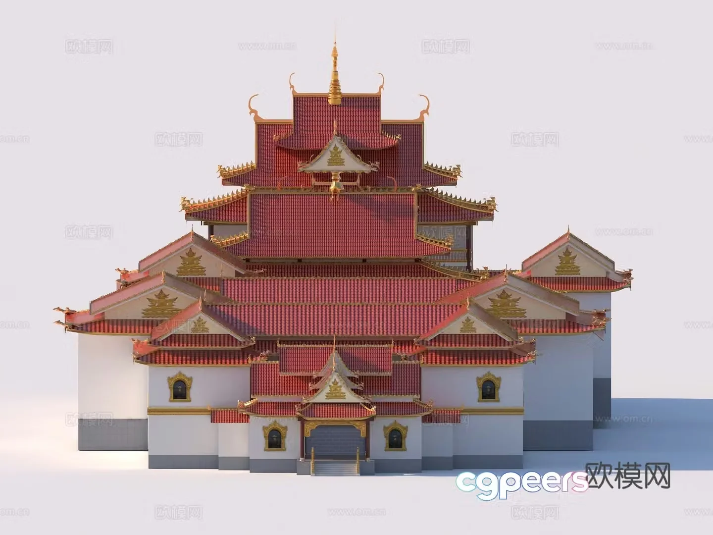 Zen retro Buddhist temple 3d model