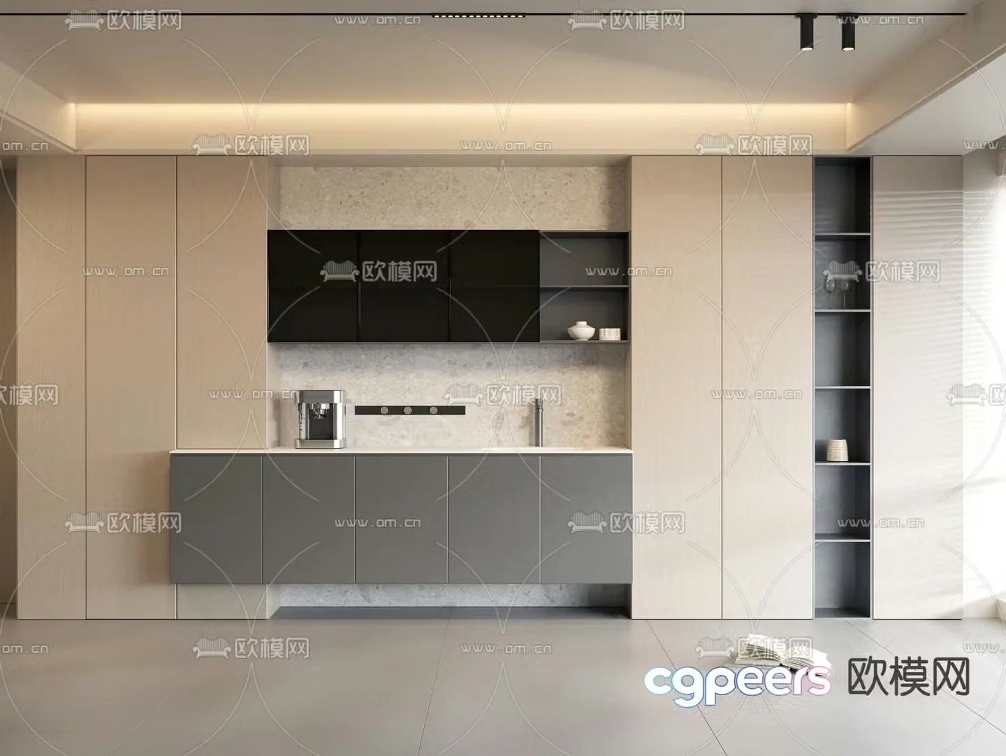 Solid wood sideboard solid wood cabinet storage cabinet 3d model
