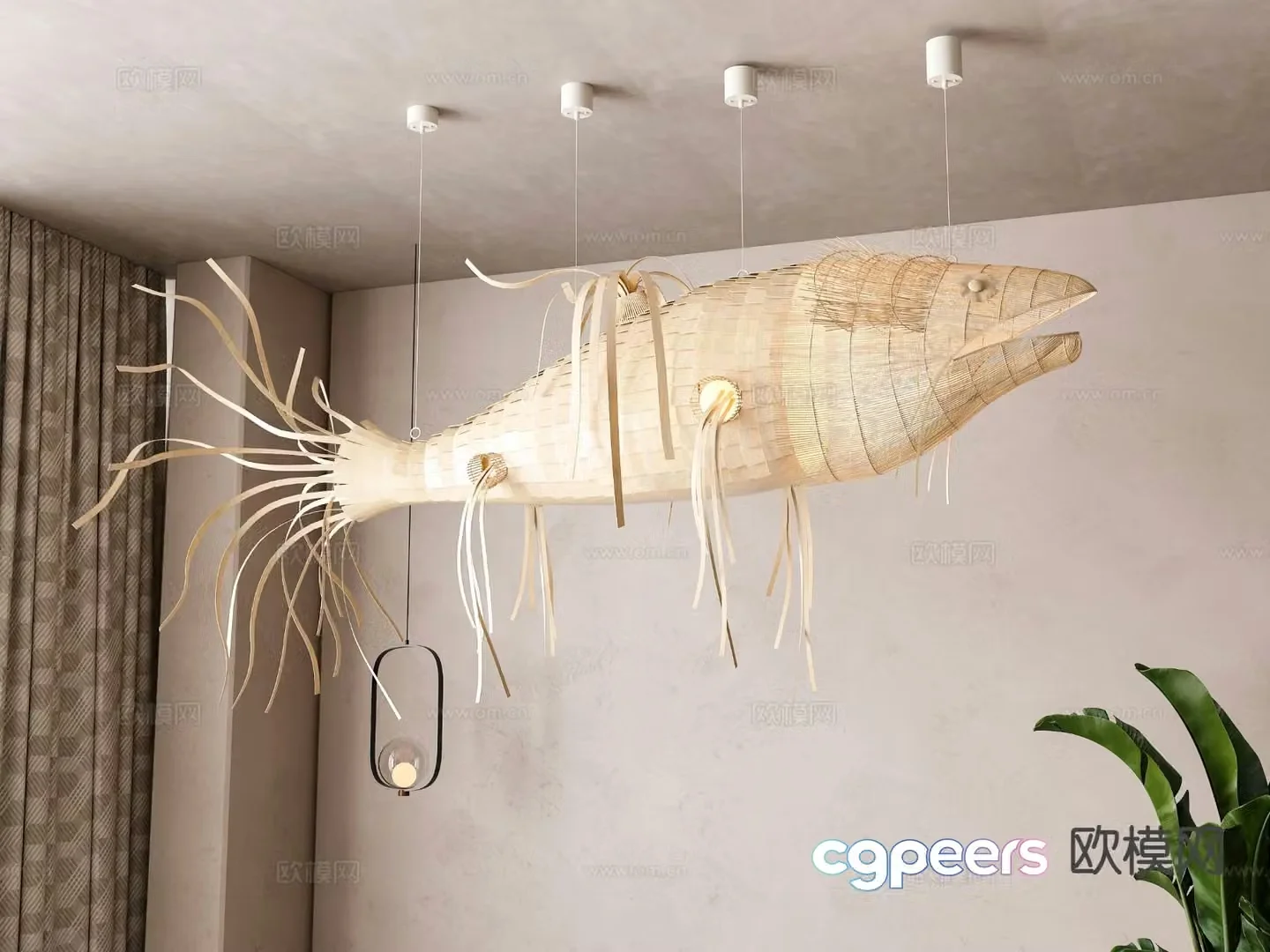 Japanese fish chandelier 3d model
