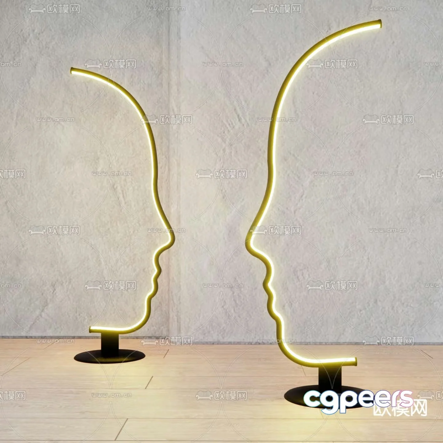3D model of human face floor lamp