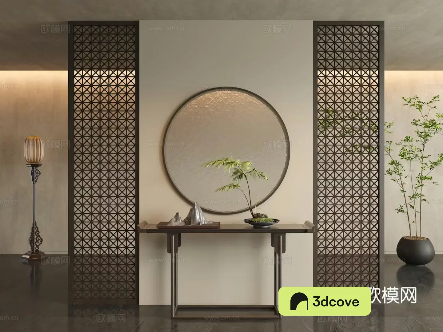 New Chinese style entrance partition lattice partition