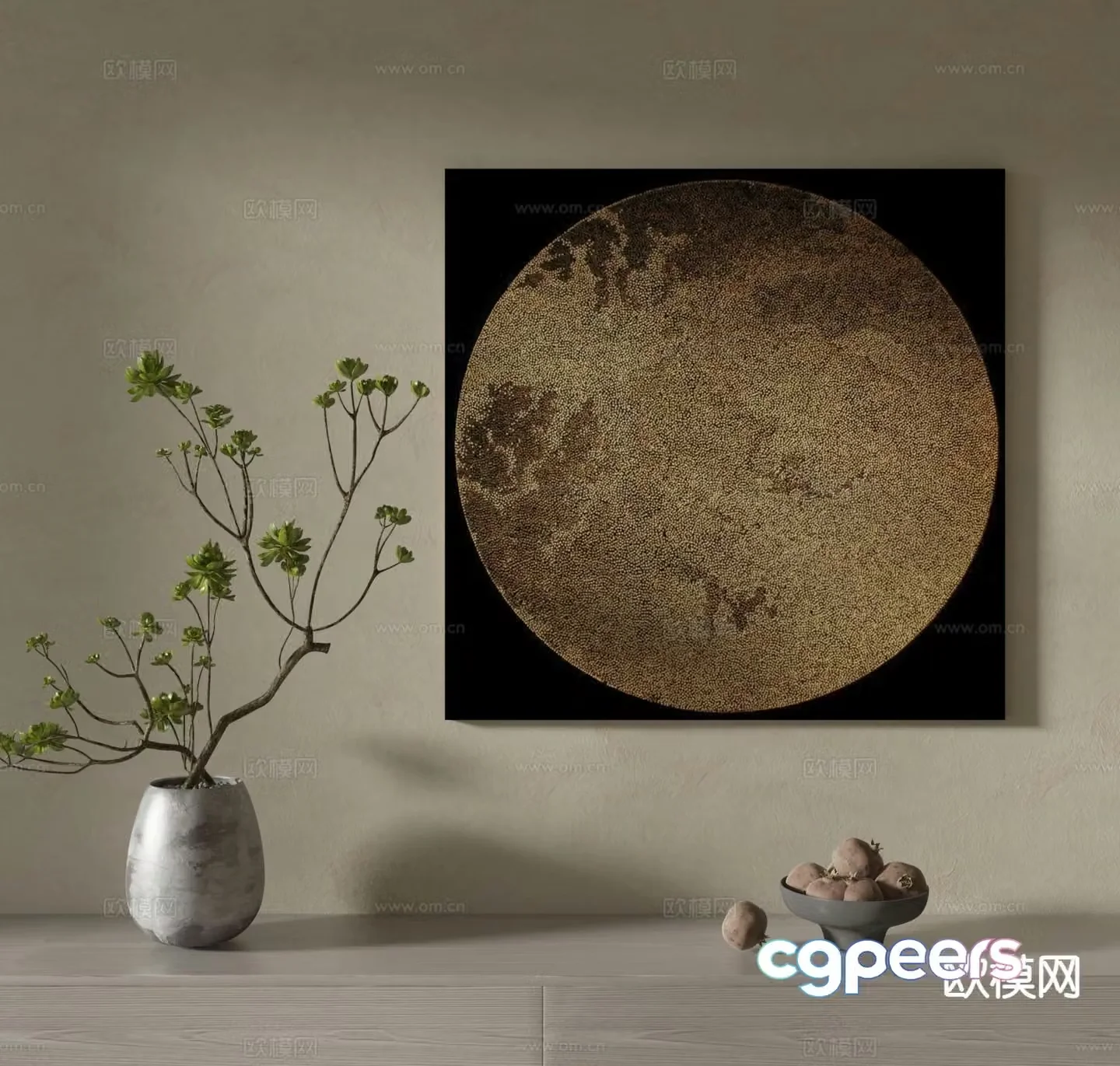 Wabi-sabi painting texture painting decorative painting hanging painting 3D model