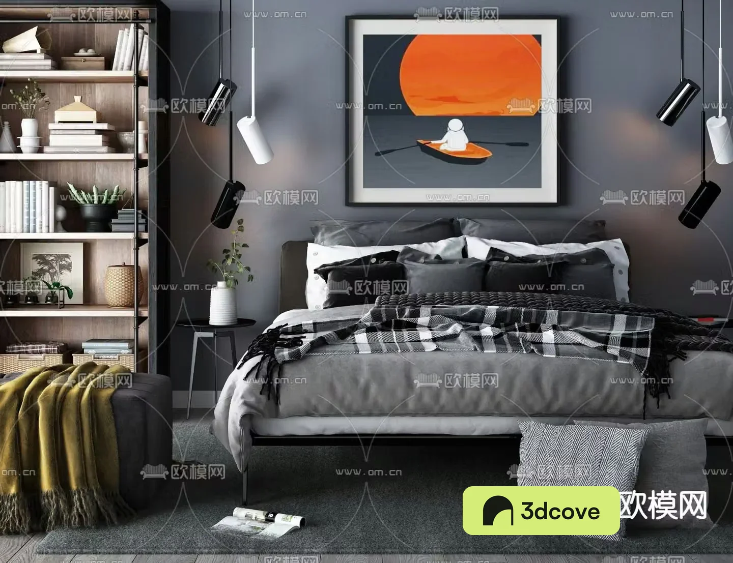 Premium gray double bed