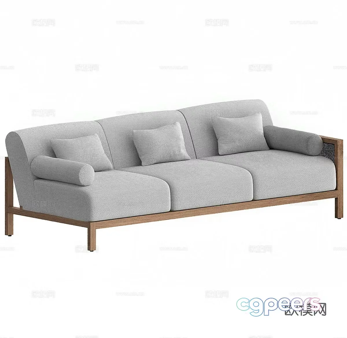 Simple three-person sofa fabric three-person sofa courtyard sofa casual sofa outdoor sofa folk 3D model