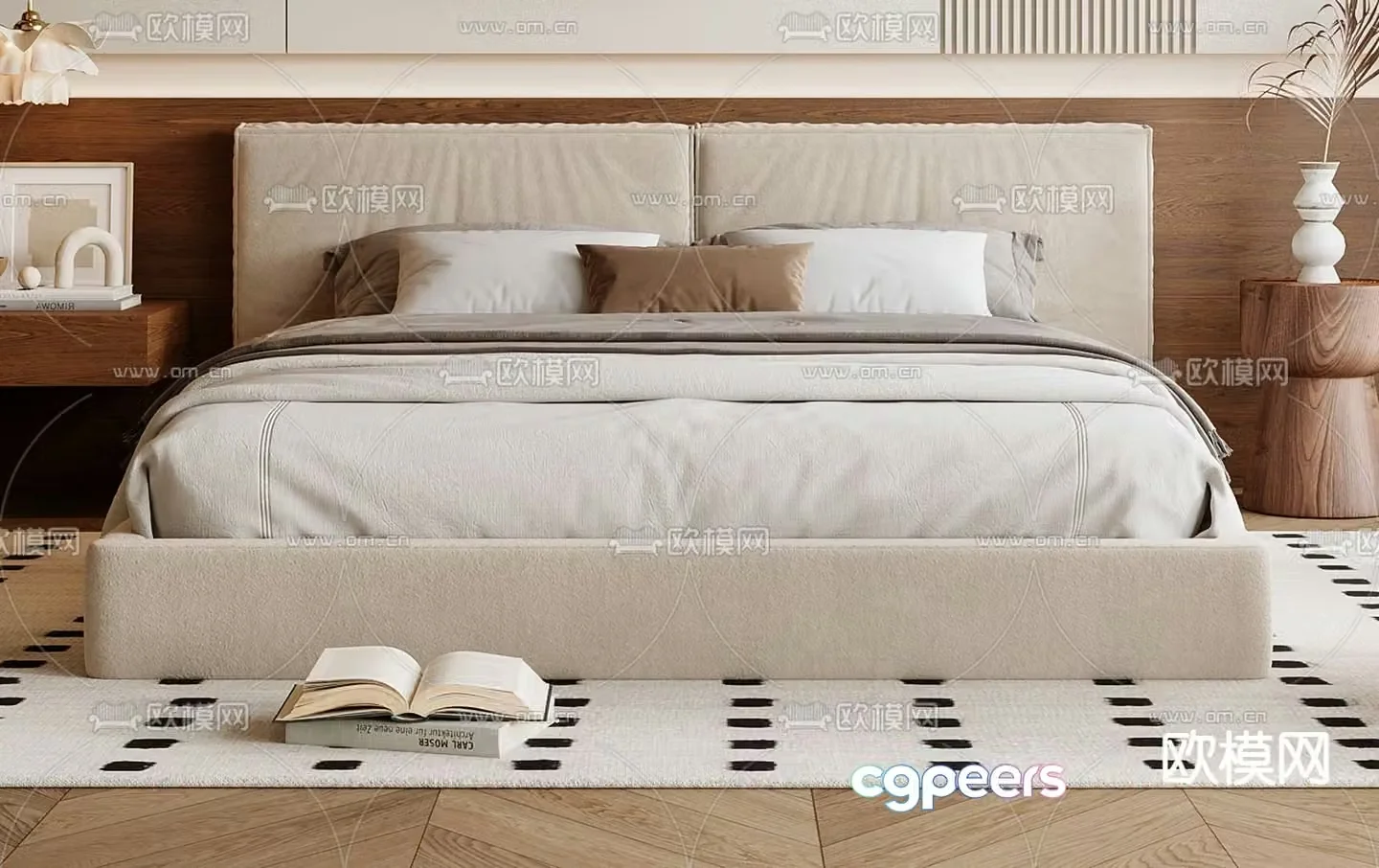 Medieval style double bed 3d model