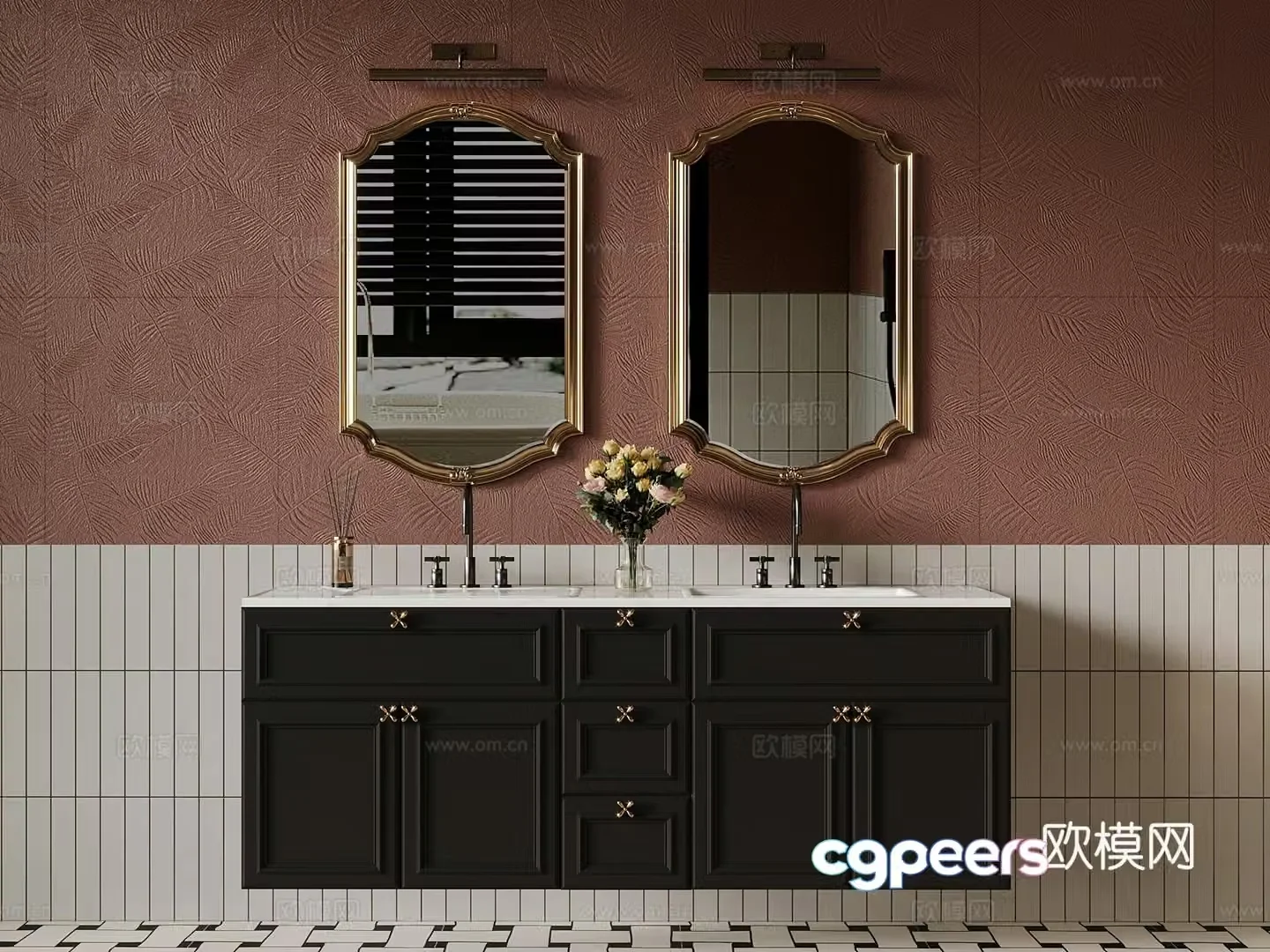 French bathroom cabinet 3d model