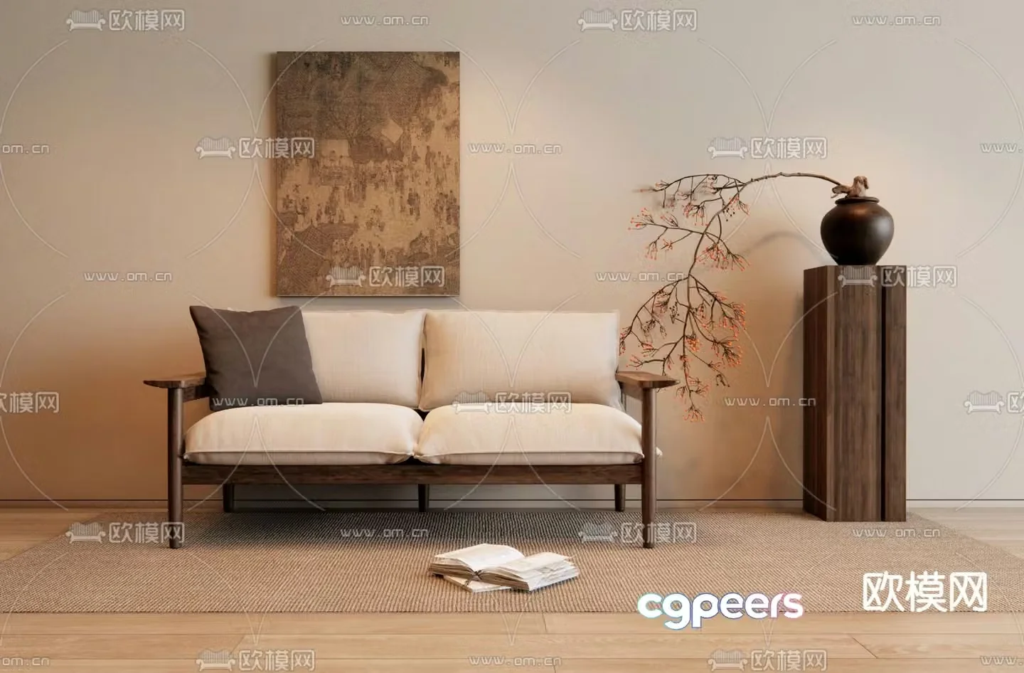 Medieval style sofa double sofa 3d model
