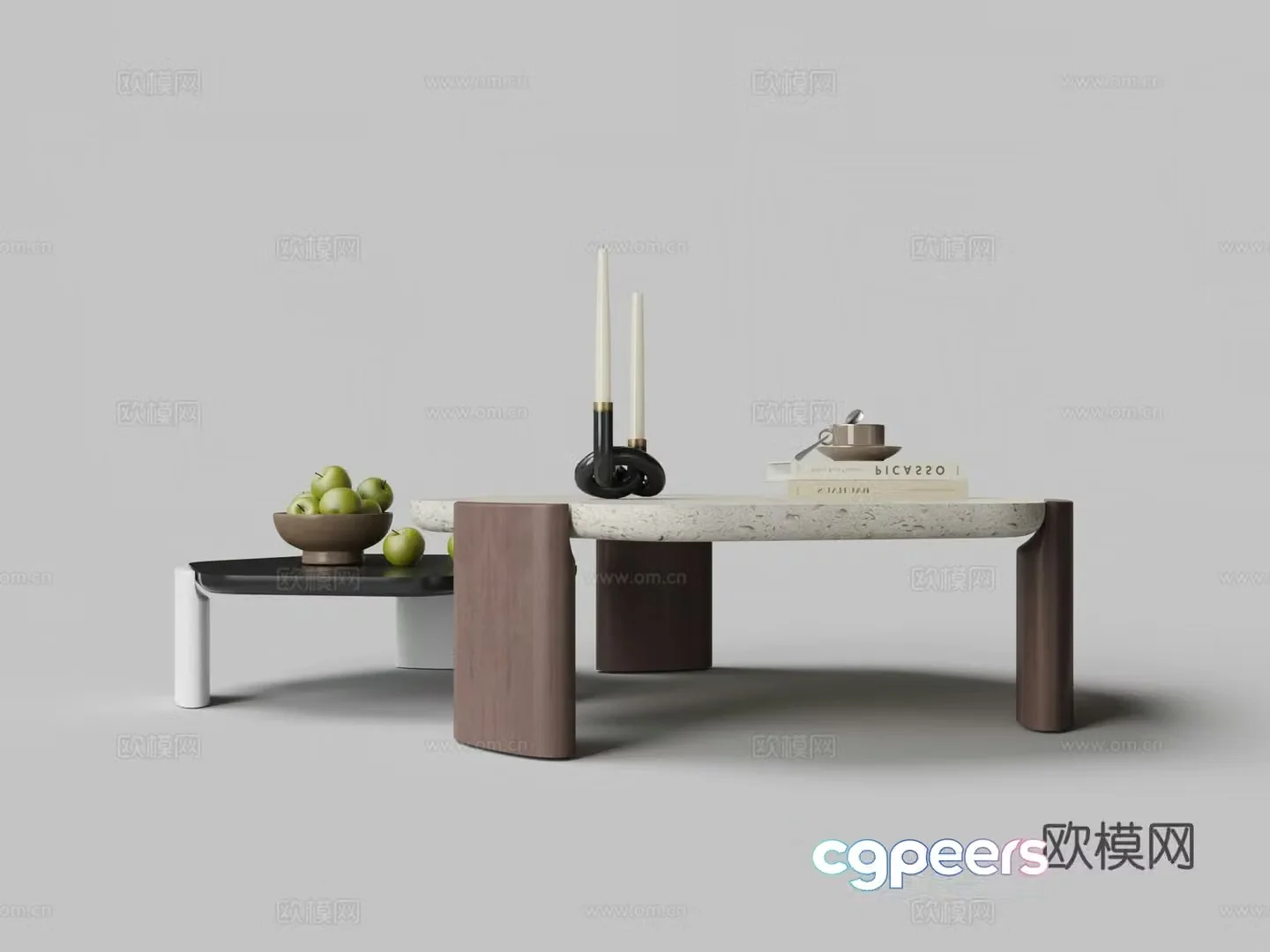 Modern double coffee table 3d model