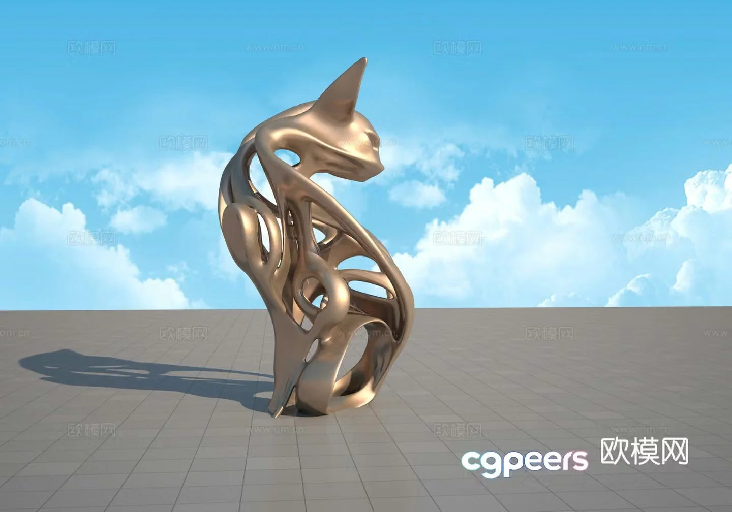 Hollow cat sculpture 3d model
