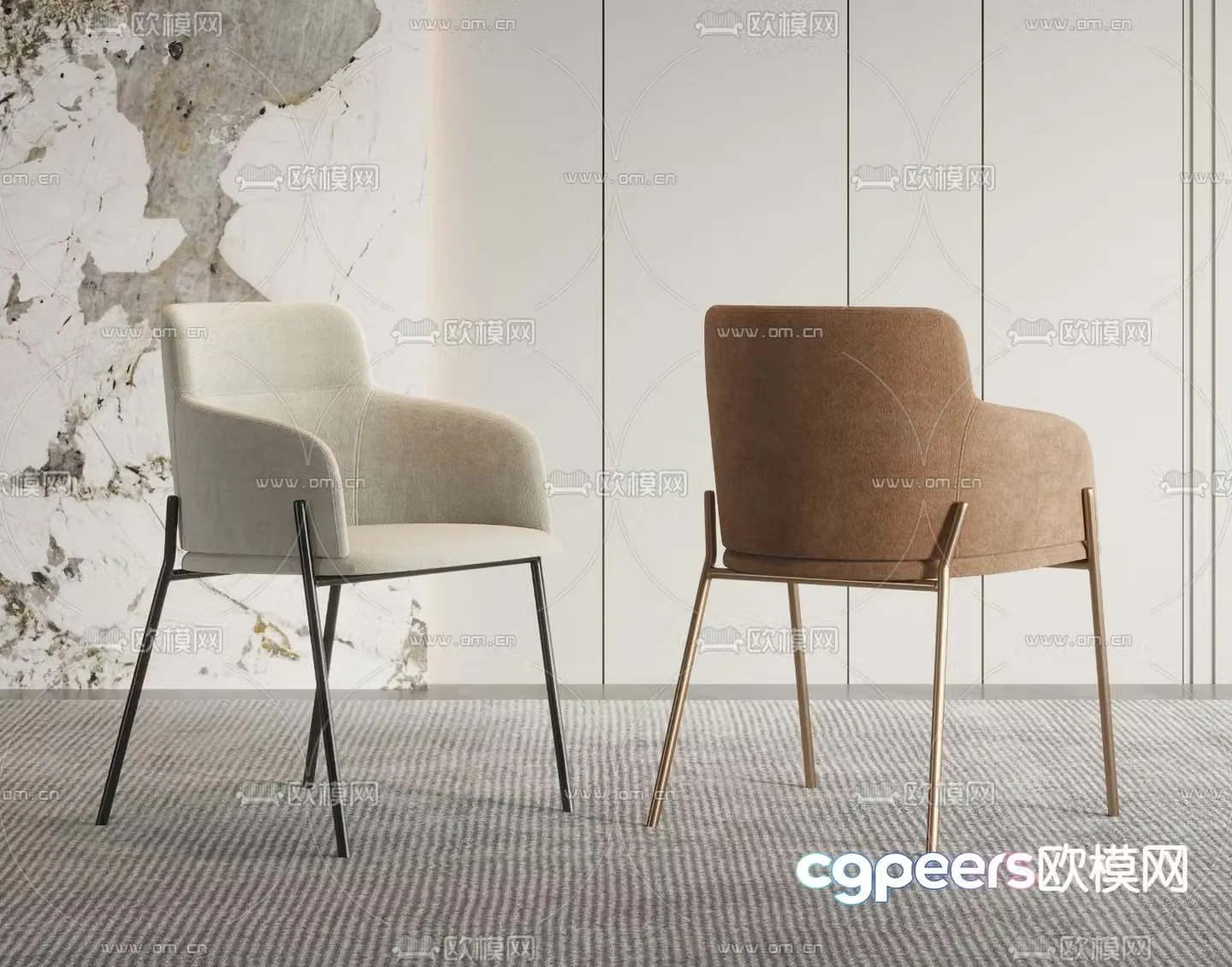 Modern chair single chair dining chair 3d model