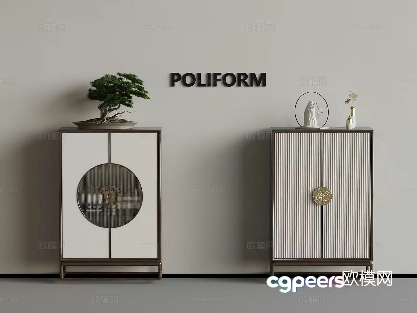 02 New Chinese-style light luxury storage cabinet side cabinet 3D model