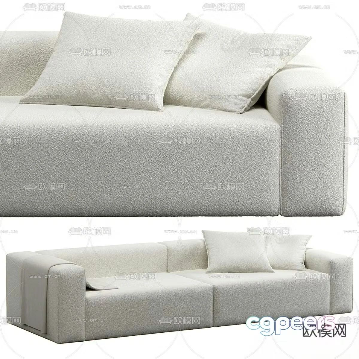 Twils cream style sofa double sofa 3d model