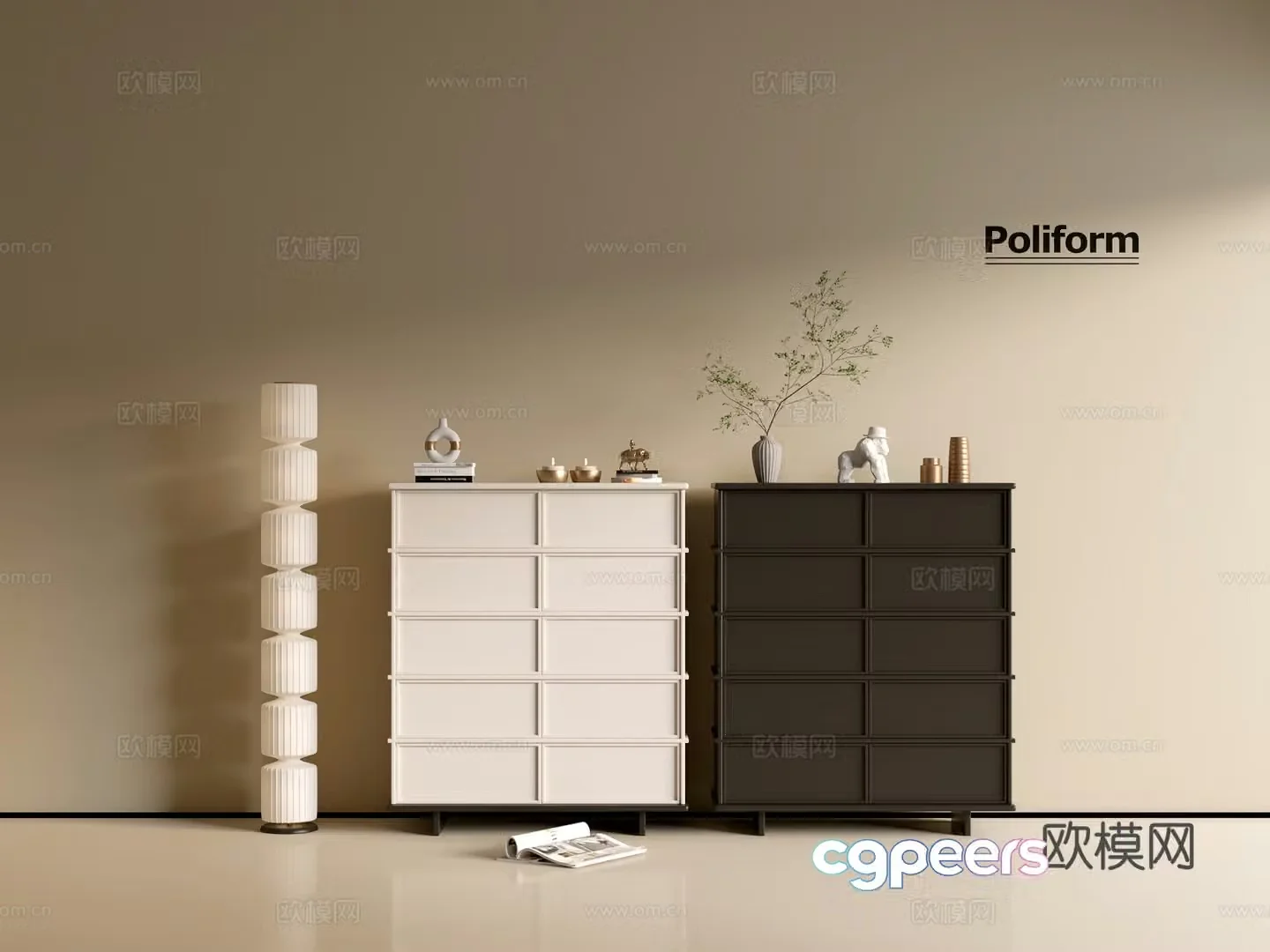 Modern black cabinet cream cabinet ins wind side cabinet chest cabinet low cabinet whole cabinet side cabinet 3d model